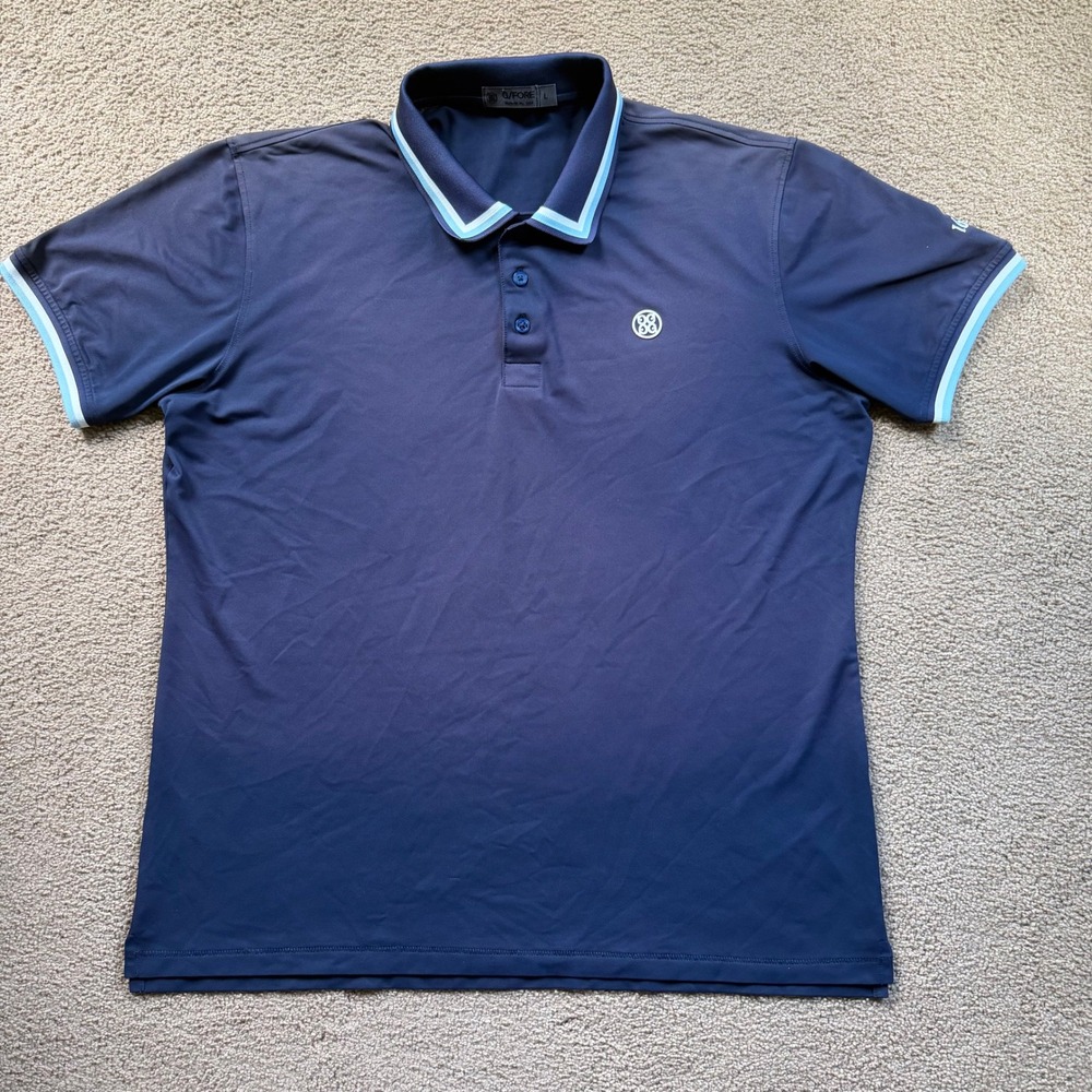 G/FORE Golf Polo Shirt Men's Large Blue Preformance Prep 1696